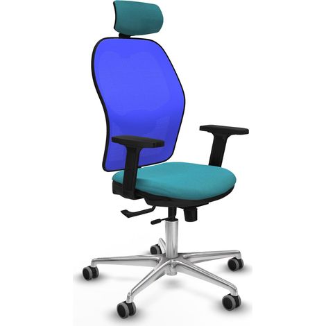 Chaise de bureau piqueras y crespo Jorquera bleu turquoise maille (1/2)