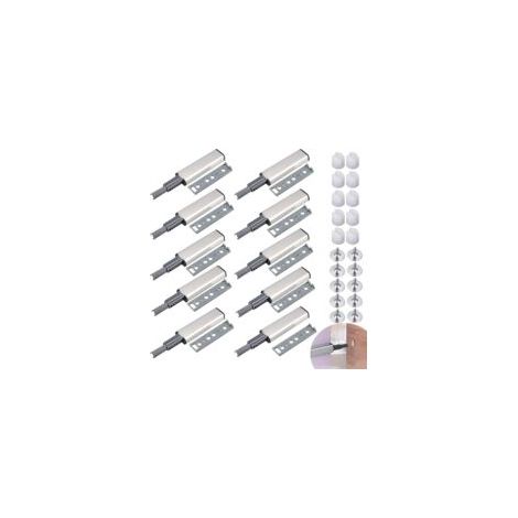10 PCS Push to Open Aimant Poussoir Porte Placard Loquet Magnetique,Tampon Amortisseur,Ouvre et Ferme avec Pression pour La Porte de L'armoire,Tiroir,Meuble et Placard - Crezuo