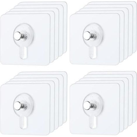 Set di 20 ganci adesivi per quadri, realizzati in acciaio inox trasparente, non richiedono foratura, ideali per pareti lisce e decorazioni d'interni. (1/5)