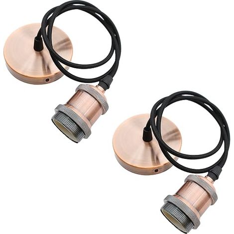 2 Douille Suspension Support de Lampe E27 avec Câble Textile Réglable 100cm Câble de Suspension Rétro Lustre Compatible avec Abat-jour pour éclairage au Plafond Salon Chambre Cuisine (1/5)