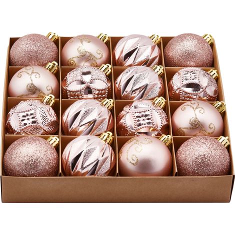 Palline per albero di Natale, colore Rosa decorazioni miste, in PVC -9 palline da Ø 8 cm (1/3)