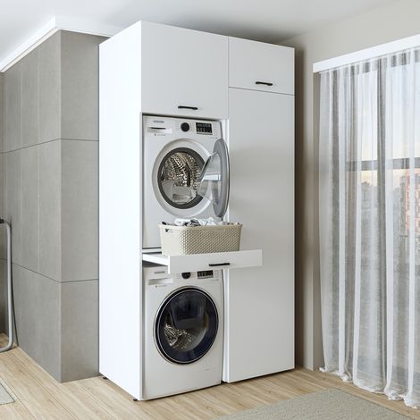 Roomart DUO-I Waschmaschinen-Doppelschrank 127, Weiß