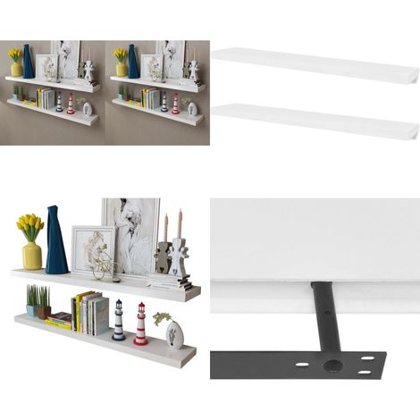 Étagères murales 4 pcs Blanc 120 cm - Etagere Murale - Étagères Murales - Rangement Mural - Decoration Murale - Meuble Mural - Home & Living (1/5)