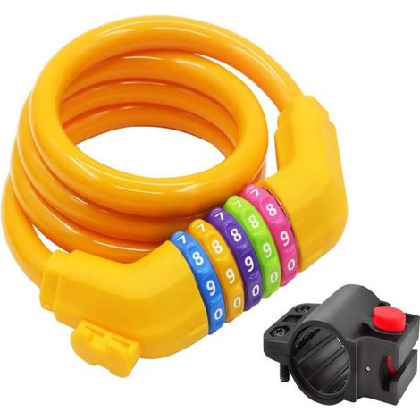 Antivol électrique orange pour véhicule, portable, antivol, étanche et résistant aux coupures, à combinaison. (1/5)