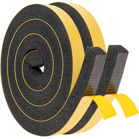 Ruban adhésif en mousse épaisse noire 25 mm (l) x 20 mm (ép.) – Joint d'étanchéité pour montant et cadre de porte d'entrée, bande isolante, 2 pièces, longueur totale 4 m (1/5)