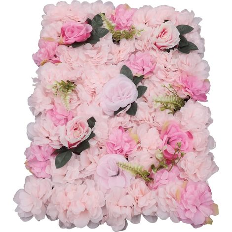 Flower Wall Panel Set, 12 Pcs Light Pink Artificial Dahlia Rose Flower Mat Backdrop, Silk Floral Panels for Decoration 24x16 Inch