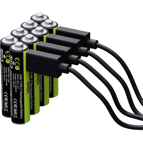 LoopEnergy USB-C Akku 600mAh 1.5V – Wiederaufladbar über USB-C – Hohe Voltstabilität – 8 Stück für Geräte mit konstantem Spannungsbedarf – Verico (1/2)