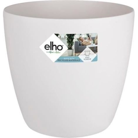 ELHO Pot de fleurs rond Brussels avec roues - Ø 47 x H 44 cm - Intérieur - 100% recyclé - Blanc (1/5)