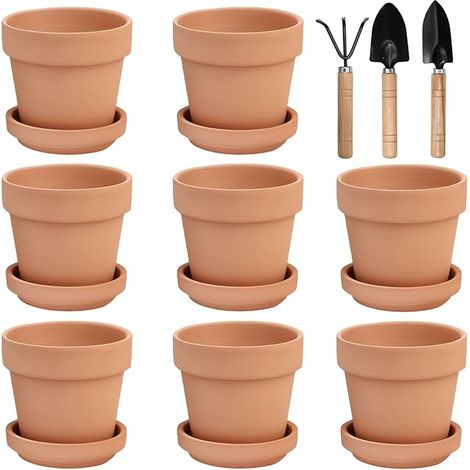 Mini Terracotta Pots with Saucer and Drainage Hole for Botanical Works Favors