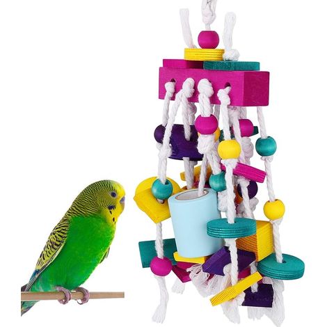 Juguete masticable colorido para jaula de loro (1/5)