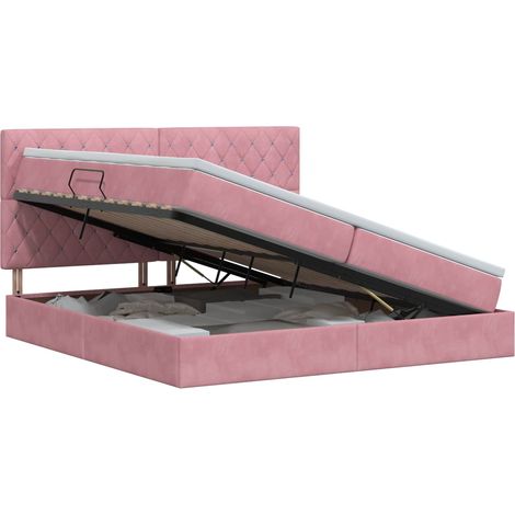 Maison Exclusive - Letto con contenitore e materasso Rosa 200 x 200 cm Velluto (1/5)