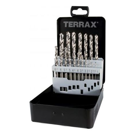 TERRAX  by  RUKO  5x  Juego  de  brocas  espirales  DIN  338  Tipo  N,  HSS-G  -  25  piezas.  (Casete  de  chapa  de  acero)  -  A214215