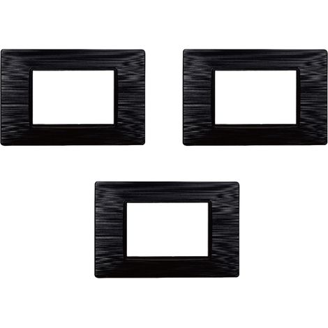 gloca Placche Plastica Satinata Compatibili Plana (3 Pezzi Nero, 3 Posti) (1/4)