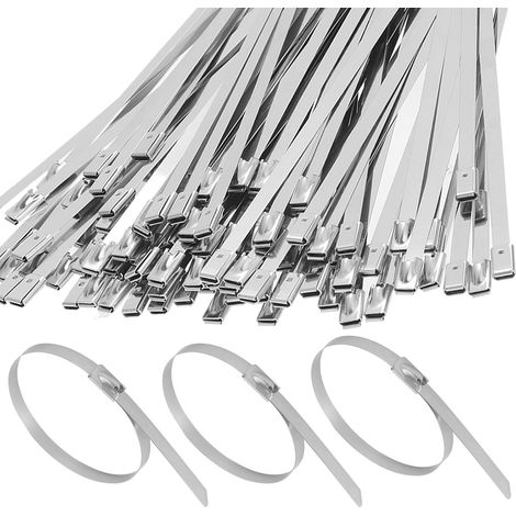 200 Pcs Self-Locking Stainless Steel Zip Ties, Metal Zip Ties, Cable Ties, Pipe Ties (4.6400mm, Silver) (1/5)