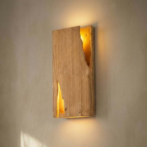 [GEBRAUCHT] B-Ware Lucande Wandleuchte Tarry LED Wandlampe Holz 2-flammig dimmbar 45cm braun (1/2)