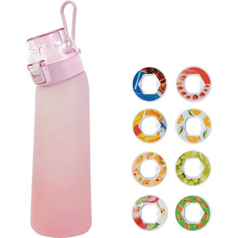 Bouteilles d'eau aromatisées aux fruits 700ml - Bouteilles de sport sans BPA avec 8 capsules aromatisées, gobelet innovant pour l'eau potable