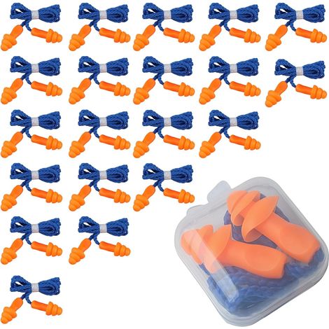 20 Paires Bouchon d'oreille, Bouchon d'Oreille Anti Bruit Filaires en Silicone avec 1PC Boîte pour le Sommeil Anti-perte de Suspension pour la Suppression du Bruit et la Protection Auditive (1/5)