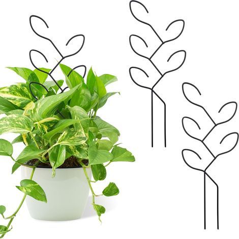 Support pour plantes d'extérieur, noir, 30 cm de haut, 3 tuteurs pour plantes grimpantes, pergola pour vigne, poteau de jardin en fer fixe (1/5)