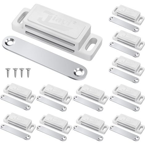 Lot de 6 Aimant Porte Placard Aimant de Porte Plastique pour Meuble, Loquet de Porte Puissant Aimant Loqueteux Magnétiques Aimant Fermeture de Porte pour Tiroirs, Magnet Blanc