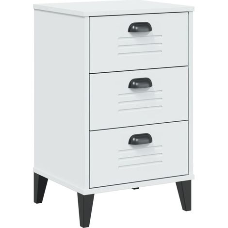 Table de chevet avec 3 tiroirs 40 x 35 x 65 cm en bois d'ingénierie blanc DEC034724 (1/5)