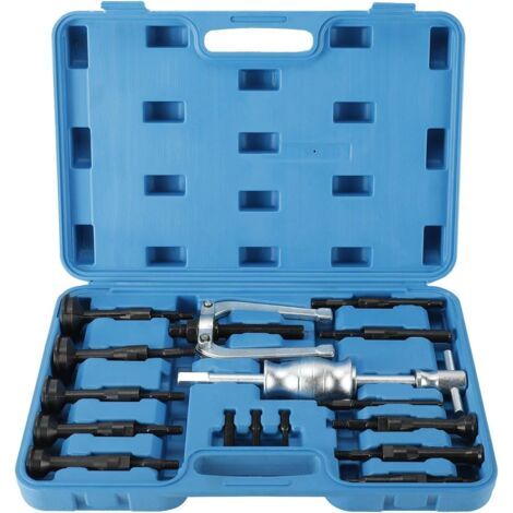 royaluxe-16 pièces Kit Extracteur Roulement Interieur, 8mm-58mm Arrache Roulement Interieur, Outil d'Extraction de Roulement de Trou Borgne avec Marteau Coulissant pour Voiture Camion Moto, Bleu