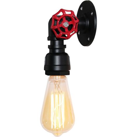 Lampe Mural Vintage Industrielle E27 Applique Mural Intérieur Luminaire pour Couloir Escalier Chambre Noir - 1PCS (1/5)