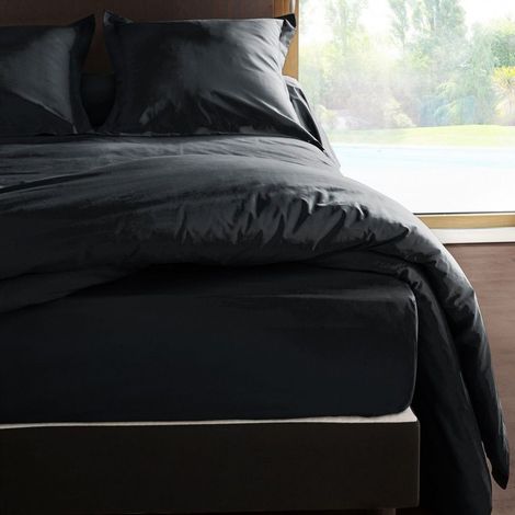Drap housse Ebène en percale de coton 80 fils 90 x 190 x 30 cm