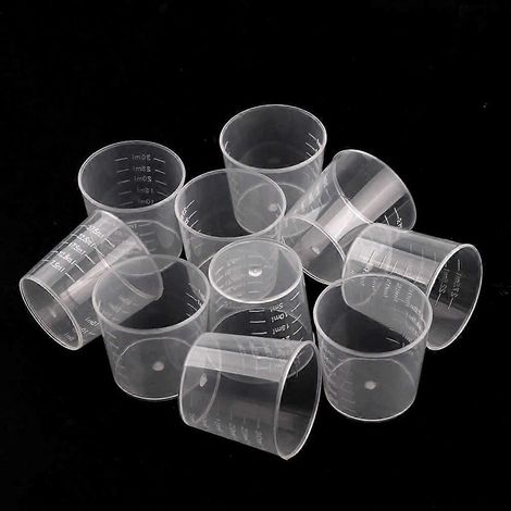 100 pièces de mesure en plastique transparent pour peinture, résine époxy et fournitures artistiques (1/4)