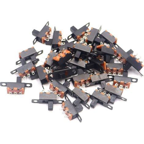 Gebildet 50 Stück Mini SPDT Wippschalter Schiebeschalter 0,5 A 50 V DC 3-polig 2-Positionen, Ein-/Ausschalter für Frontplatten, Mikro-Miniatur-Rastschalter SS-12F15 (1/4)