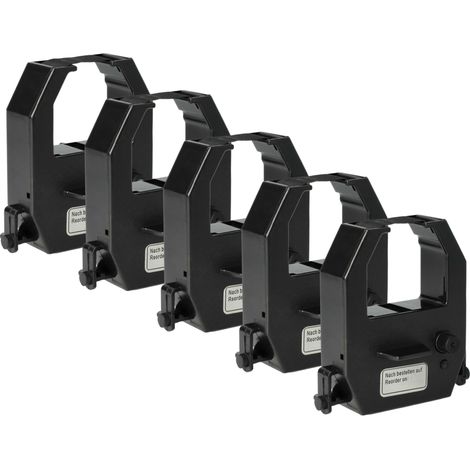 vhbw 5x Ribbon Cartridge compatible with Amano PIX-3000, PIX-3000x, PIX-3100, PIX-55, Pix 3200 Dot Matrix, Receipt Printer - Black Ink Ribbon