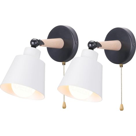 2-pack adjustable vintage industrial metal wall lights with E27 socket for indoor use (white)