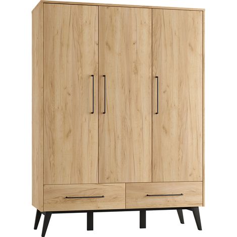 Armadio 3 ante 2 cassetti Retro marrone 199,6cm