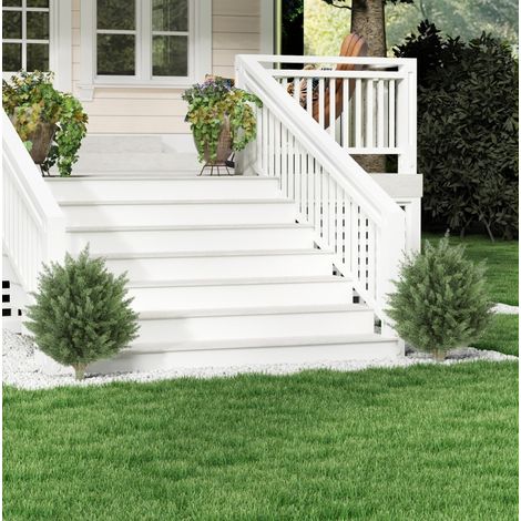 Set de 2 plantas artificiales de ciprés UV, 387 hojas, con estaca, Ø40 x 60 cm, verde (1/5)