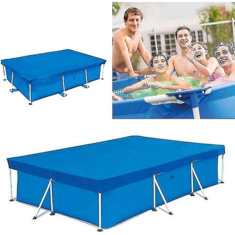Couverture rectangulaire pour piscine, couverture de piscine à armature, bâche imperméable et anti-poussière pour piscine gonflable familiale hors sol, pataugeoire et jardin extérieur - 400 x 211 cm (1/4)