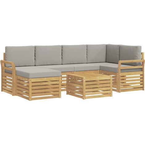 Ensemble de canapés d'extérieur 7 pc Blanc et gris clair vidaXL (1/5)