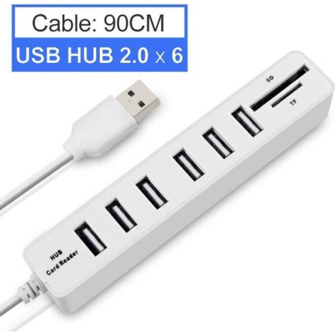 Adaptateur de carte USB 8 en 1,cable OTG,mini carte SD TF,HUB USB,transfert de données haute vitesse pour - 8 IN 1 Card Reader 1
