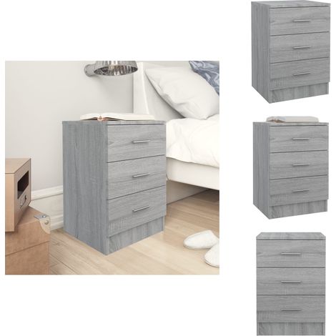 Nachttisch Grau Sonoma 38x35x56 cm Holzwerkstoff - Nachttisch - Grau - Holzmöbel - Schublade - Wohnraum (1/5)