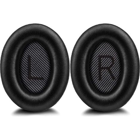 Almohadillas de repuesto profesionales para auriculares Bose QuietComfort QC35/QC35 II, espuma viscoelástica acústica y cuero proteico (1 par, color negro). (1/5)