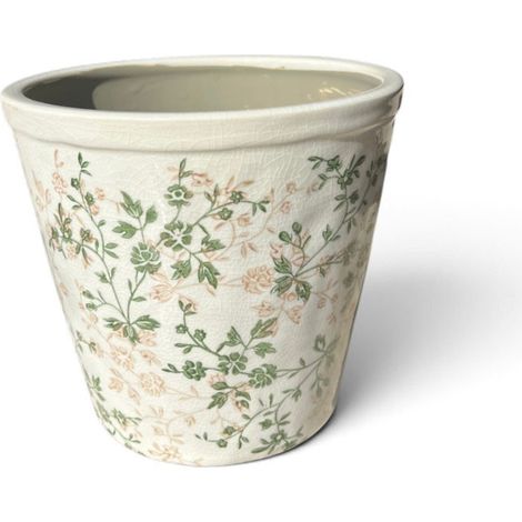 Pot de fleurs céramique vert beige 22x20cm
