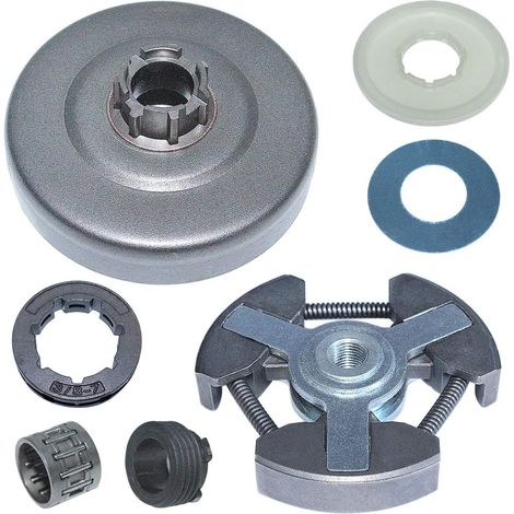 Kit de couronne de tambour d'embrayage 3/8" x7 avec pignon, roue folle et rondelle pour tronçonneuses Husqvarna 61 66 162 266 268 272 272XP, remplace 501 83 15-04 (1/5)