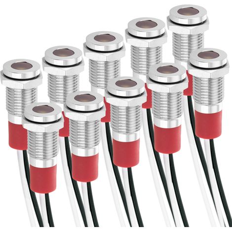 BeMatik - Lampe voyant LED 8mm 220VAC à montage sur panneau blanc 10 pack (1/5)