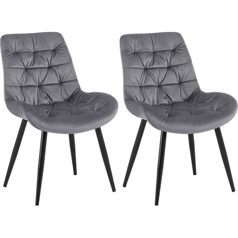 Chaises de salle à manger x2 en velours gris foncé cadre en métal noir confort & élégance intemporelle 100007412 (1/5)