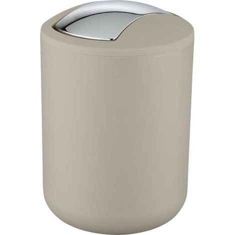 Poubelle de salle de bain 2 L 1 unité Plastique PET Couvercle basculant Pour évier ou cuisine Taupe 14 x 21 x (1/5)