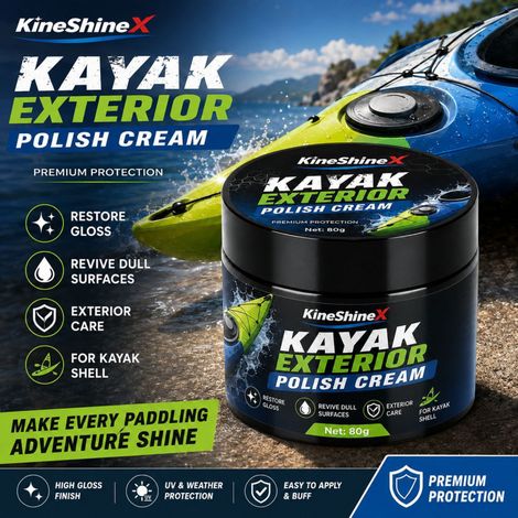 KineShineX Kayak Shell Polish: Restores shine, brightens faded surfaces, and provides outdoor protection. (1/5)