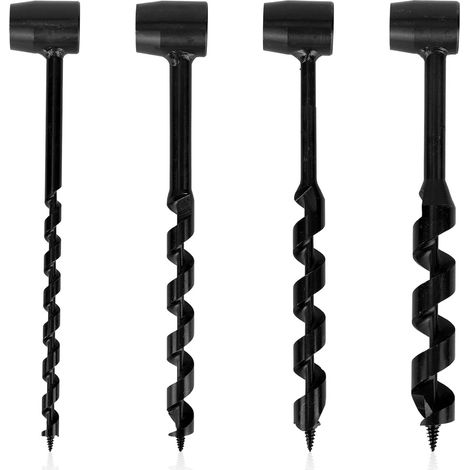 4pcs Tarière Manuelle en Acier Au Carbone Robuste, Idéale pour Plein Air Le Camping et La Randonnée (1/5)