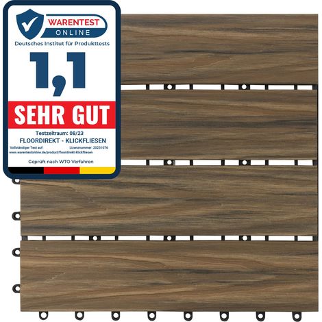 WPC-Terrassenfliese Mix Teak 30 x 30 cm 11 Stück