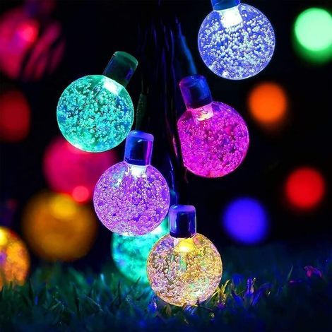 50 luci a stringa solari impermeabili a LED, 8 modalità, luci a stringa solari per esterni, 9,5 m per giardino, patio, albero di Natale, matrimoni, feste (multicolore) (1/4)