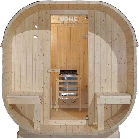 Home Deluxe – Sauna d'extérieur CUBE DELUXE L – 220 x 185 x 194 cm – Bois épicéa – Poêle 8 kW – Température 80-100°C – Accessoires inclus