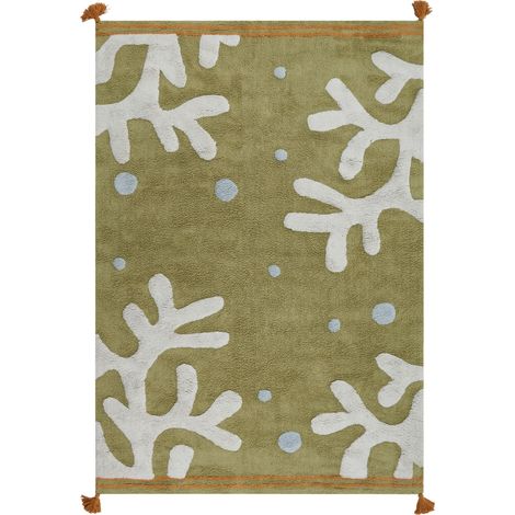 Kids Rug Green Cotton 140 x 200 cm Machine-Washable with Pattern and Tassels Kids Room JAJPUR (1/5)