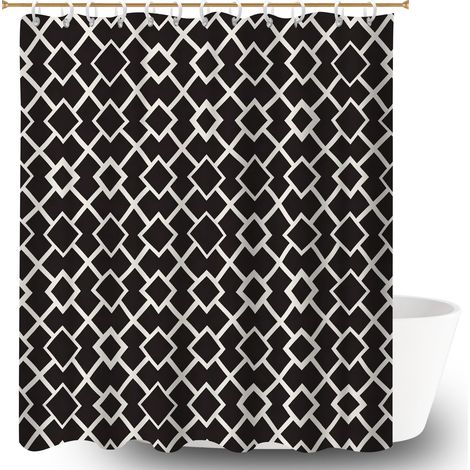 Ensemble rideau de douche polyester avec anneaux 180x180 tendance rideau imperméable pour maison de vacances au bord de la mer (1/5)